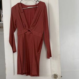 Chic Rust Long Sleeve Dress